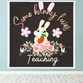 Cute some bunny loves teaching mug canvas afdruk (Insitu (Houten vloer))
