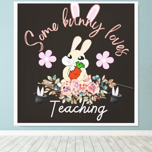 Cute some bunny loves teaching mug canvas afdruk (Insitu (Houten vloer))