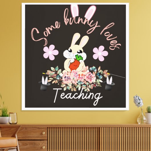 Cute some bunny loves teaching mug canvas afdruk (Insitu (Woonkamer))