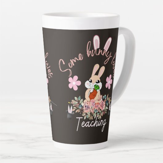 Cute some bunny loves teaching mug latte mok (Rechterhoek)