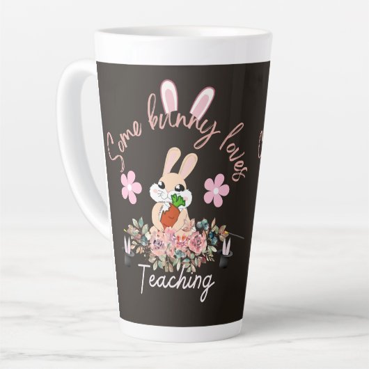 Cute some bunny loves teaching mug latte mok (Linkerhoek)