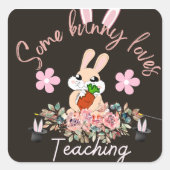 Cute some bunny loves teaching mug vierkante sticker (Voorkant)