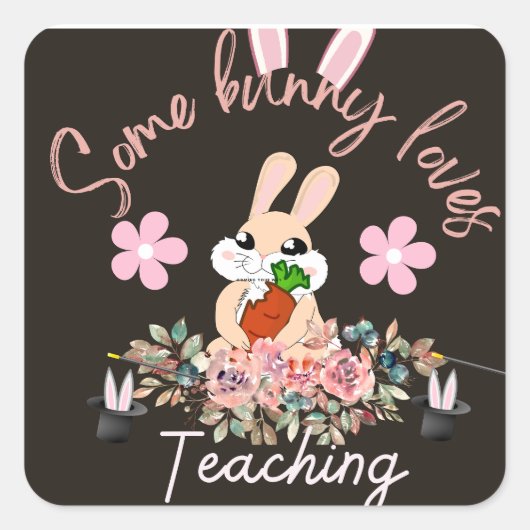 Cute some bunny loves teaching mug vierkante sticker (Voorkant)