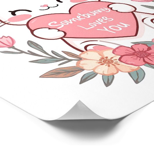 Cute "Somebunny Loves You" Pun Poster (Hoek)