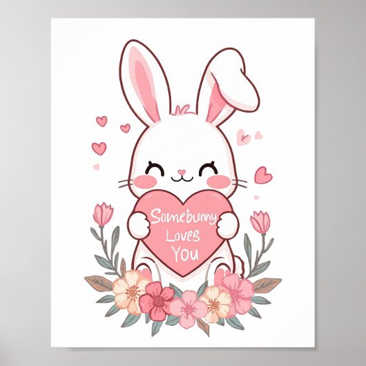 Cute "Somebunny Loves You" Pun Poster (Voorkant)