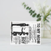 Cute Son aan mijn mam Gift | Levendige gezinsplann Aankondigingskaart (Staand voorkant)