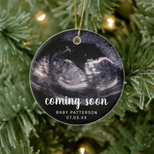 Cute Sonogram Foto Zwangerschap Kerstmis Keramisch Ornament