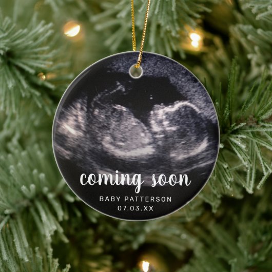 Cute Sonogram Foto Zwangerschap Kerstmis Keramisch Ornament (Boom)