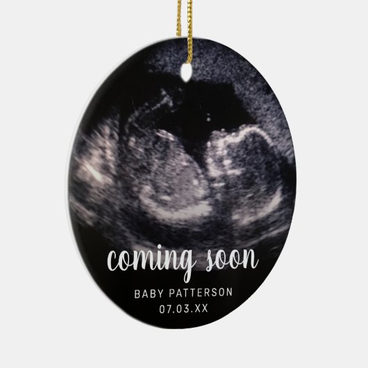 Cute Sonogram Foto Zwangerschap Kerstmis Keramisch Ornament (Rechts)