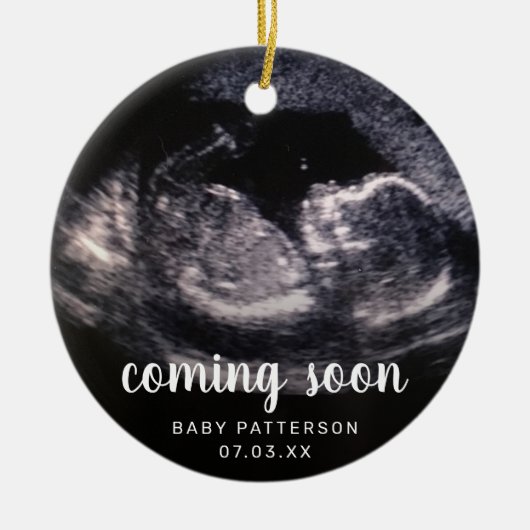 Cute Sonogram Foto Zwangerschap Kerstmis Keramisch Ornament (Voorkant)