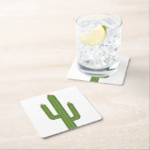 Cute Southwestern Wedding Pink Flower Green Cactus Kartonnen Onderzetters (Insitu)