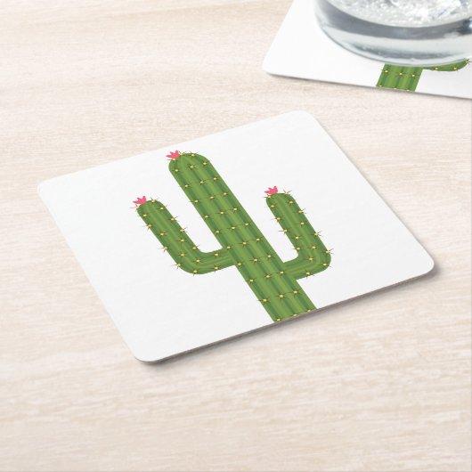 Cute Southwestern Wedding Pink Flower Green Cactus Kartonnen Onderzetters (Schuin)