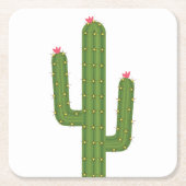 Cute Southwestern Wedding Pink Flower Green Cactus Kartonnen Onderzetters (Voorkant)