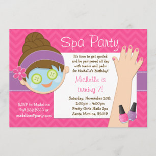 Cute Spa Birthday Party Invitation Kaart
