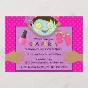 Cute Spa Birthday Party Kaart