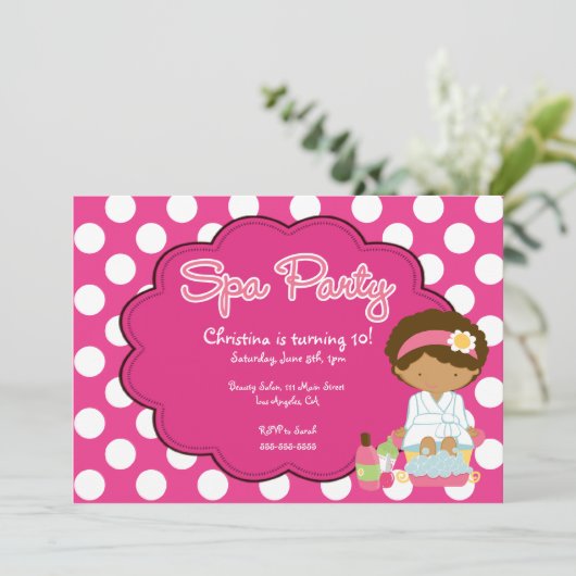 Cute Spa Day Birthday Party Invitation Kaart (Staand voorkant)
