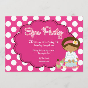 Cute Spa Day Birthday Party Invitation Kaart