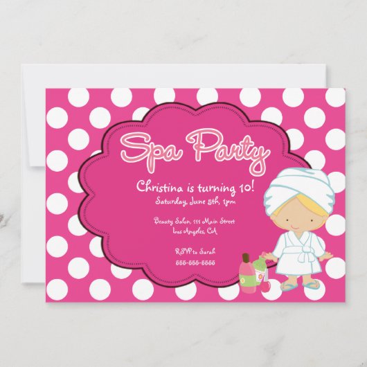 Cute Spa Day Birthday Party Invitation Kaart (Voorkant)