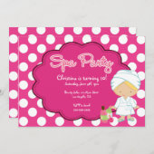 Cute Spa Day Birthday Party Invitation Kaart (Voorkant / Achterkant)