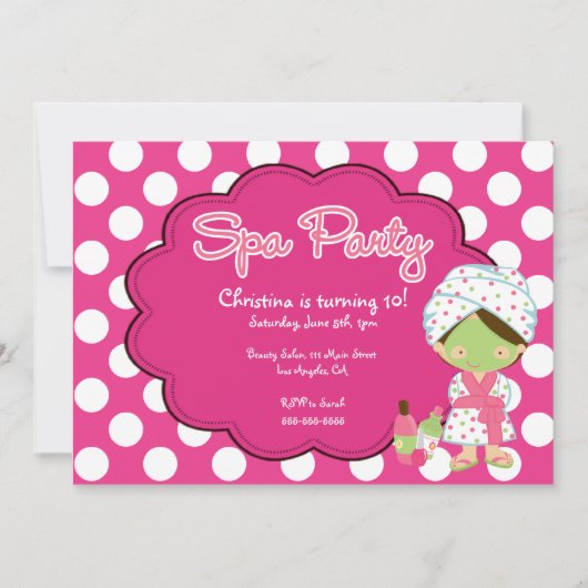 Cute Spa Day Birthday Party Invitation Kaart (Voorkant)
