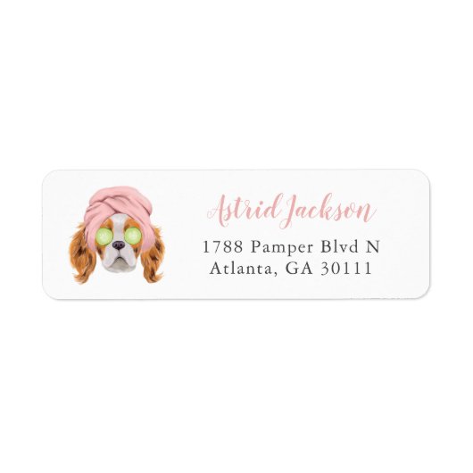 Cute Spa Dog Return Address Etiket (Voorkant)