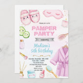 Cute spa pamper slumber party invitation kaart (Voorkant / Achterkant)