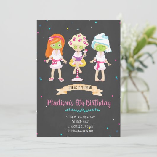 Cute spa-verjaardagsuitnodiging kaart (Staand voorkant)