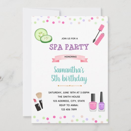 Cute spa verjaardagsuitnodiging kaart (Voorkant)