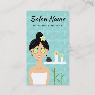Cute Spa Vrouw Illustratie - Spa En Schoonheidssal Visitekaartje