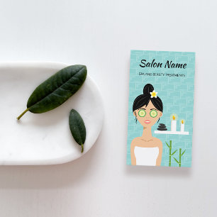Cute Spa Vrouw Illustratie - Spa En Schoonheidssal Visitekaartje