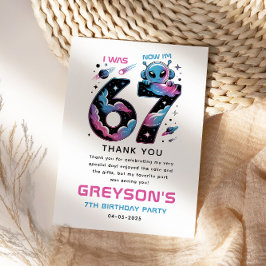 Cute Space 7e verjaardag | Zes en Zeven Jaar Oud Bedankkaart