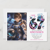 Cute Space 7th Birthday photo | Six & Seven  Kaart (Voorkant)