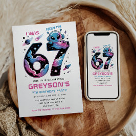 Cute Space 7th Birthday | Six & Seven Year Old  Kaart