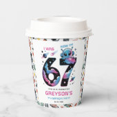 Cute Space 7th Birthday | Six & Seven Year Old Papieren Bekers (Achterkant)