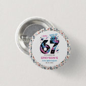 Cute Space 7th Birthday | Six & Seven Year Old Ronde Button 3,2 Cm (Voorkant /achterkant)