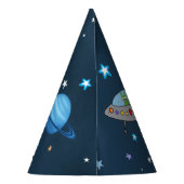 Cute Space Alien Peace Planet Stars Happy Birthday Feesthoedjes (Achterkant)