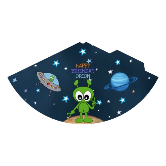 Cute Space Alien Peace Planet Stars Happy Birthday Feesthoedjes (Voorkant)