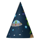 Cute Space Alien Peace Planet Stars Happy Birthday Feesthoedjes (Links)