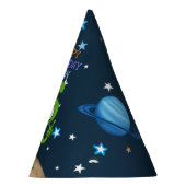 Cute Space Alien Peace Planet Stars Happy Birthday Feesthoedjes (Rechts)