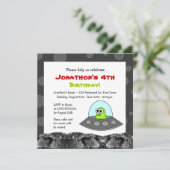 Cute Space Alien Theme Kinderen Birthday Kaart (Staand voorkant)