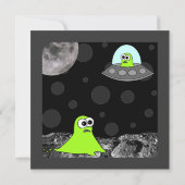 Cute Space Alien Theme Kinderen Birthday Kaart (Achterkant)