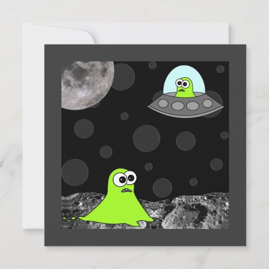 Cute Space Alien Theme Kinderen Birthday Kaart (Achterkant)