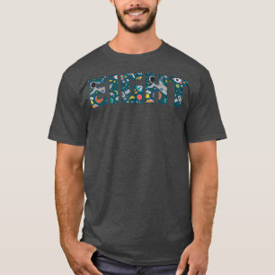 Cute Space Astronaut Pattern Acht, 8th Birthday T T-shirt