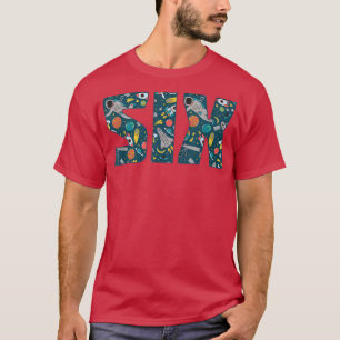 Cute Space Astronaut Pattern Six, 6th Birthday T-S T-shirt
