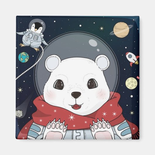 Cute Space Beer Magnet (Voorkant)