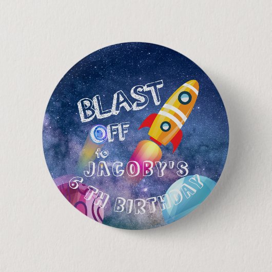 Cute Space Birthday - Aangepast Ronde Button 5,7 Cm (Voorkant)