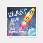 Cute Space Birthday - Aangepast Servet (Voorkant)