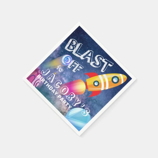Cute Space Birthday - Aangepast Servet (Hoek)
