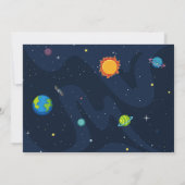 Cute Space Birthday Uitnodiging met foto (Achterkant)