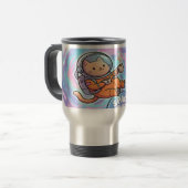 Cute Space Cat Astronaut Coffee Lover Reisbeker (Voorkant links)
